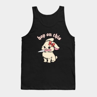 hop on this funny bunny with knife Tank Top